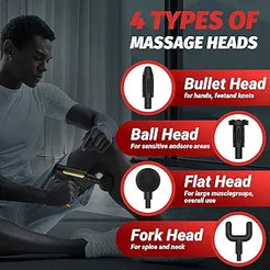 Portable Rechargeable Deep Tissue Massage Gun With Multiple Massage Heads For Muscle Relaxation